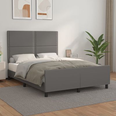 vidaXL Posteľný rám s čelom sivý 140x200 cm umelá koža