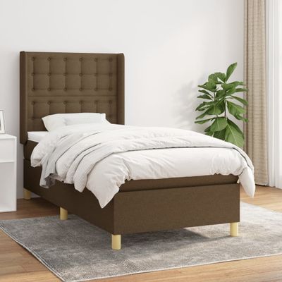 vidaXL Boxspring posteľ s matracom tmavohnedá 90x190 cm látka