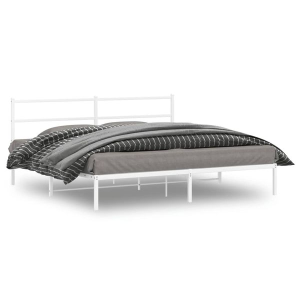 vidaXL Kovový rám postele s čelom biely 183x213 cm