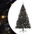 vidaXL Umelý predsvietený vianočný stromček Čierna 240 cm PVC