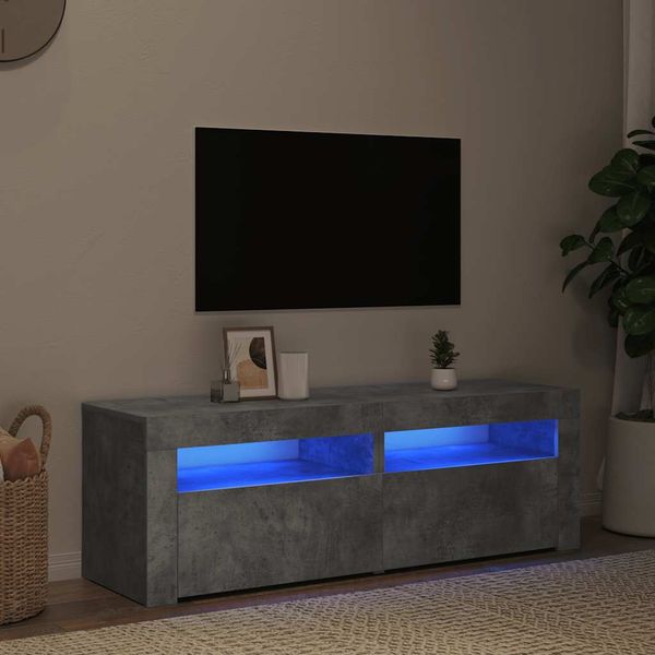 vidaXL TV skrinka s LED svetlami betónová sivá 120x35x40 cm
