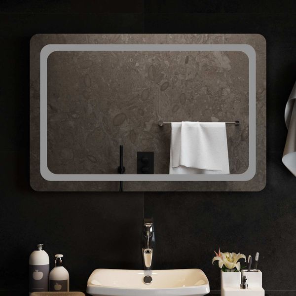 vidaXL Zrkadlo do kúpeľne s LED Priehľadná 90 x 60 cm tvrdené sklo