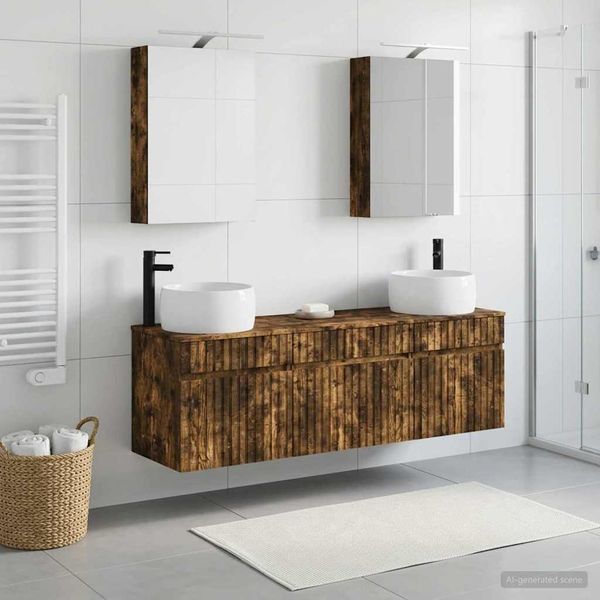 vidaXL Set kabinetov do kúpeľne 5 pcs Dymový dub 50 x 14,5 x 70 cm
