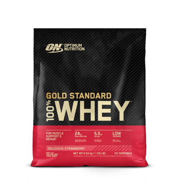 100% Whey Gold Standard - Optimum Nutrition, lahodná jahoda, 4540 g