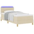 vidaXL LED box s pružinami s LED pásikmi Krémová 100 x 200 cm látka