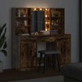 vidaXL Súprava toaletného stolíka s LED 3 ks Dymová dub