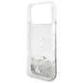 Puzdro Guess Liq. Glitter Charms pre iPhone 17 Pro Max strieborná