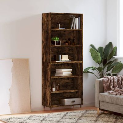 vidaXL Vysoká skrinka dymový dub 69,5x32,5x180 cm kompozitné drevo