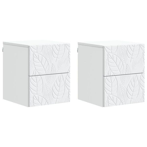 vidaXL Nástenná nočná skrinka 2 pcs Biela 34,5 x 33 x 40 cm