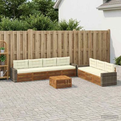vidaXL Záhradná súprava gaučov 8 ks Prírodná a krémová Polyester