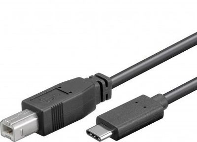 PremiumCord USB-C/male - USB 2.0 B/male, čierny,1m