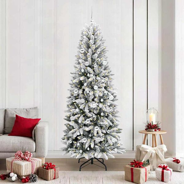 vidaXL Umelý vianočný stromček Biela 210 cm PVC a plast a oceľ a PE