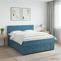 vidaXL Posteľ boxspring s matracom Tmavomodrá 140 x 200 cm Zamat