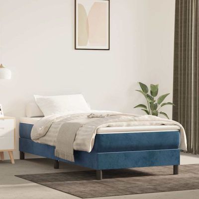 vidaXL Matrac s taštičkovými pružinami stredná tvrdosť tmavomodrý 90x200x20 cm zamat