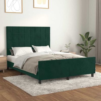 vidaXL Posteľ bez matraca tmavozelený 140x190 cm zamat