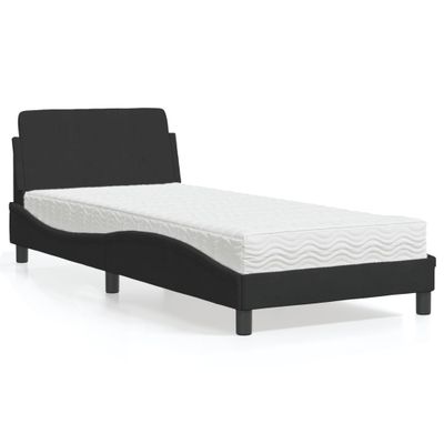 vidaXL Posteľ s matracom Dover čierny 90x200 cm zamat