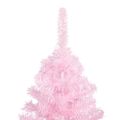 vidaXL Osvetlený umelý vianočný stromček s guľami, ružový 240 cm, PVC