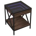 vidaXL Nočný stolík s nekonečnými LED hnedý dub 40x40x49 cm