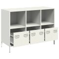 vidaXL Komoda biela 101,5x39x73,5 cm oceľ valcovaná za studena