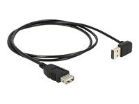 Predlžovacia šnúra USB - USB (F) do USB (M) - USB 2.0 - 1 m - 90° konektor - čierna