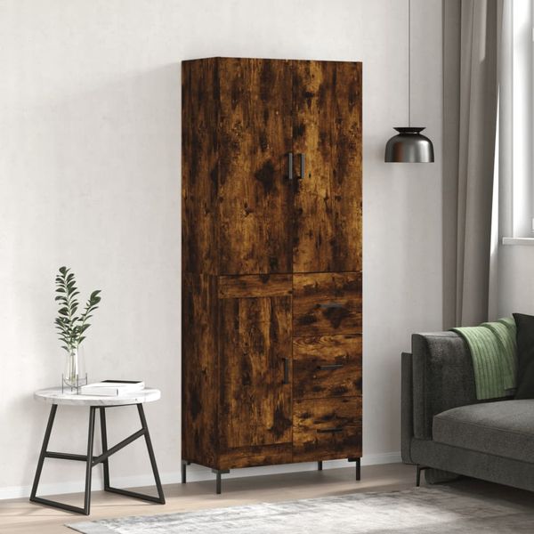 vidaXL Vysoká skrinka dymový dub 69,5x34x180 cm spracované drevo