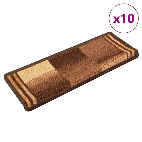 vidaXL Nášľapy na schody samolepiace 10 ks 65x21x4 cm hnedé