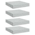 vidaXL Plávajúce nástenné police 4 ks betónovo-sivé 23x23,5x3,8 cm MDF