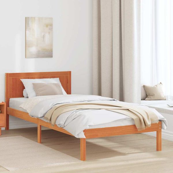 vidaXL Rám postele Hnedá 90 x 200 cm Borovicový masív