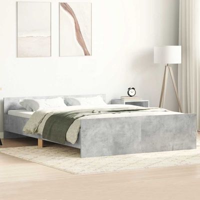 vidaXL Posteľný rám s predným a zadným čelom, betónovo sivý 150x200 cm