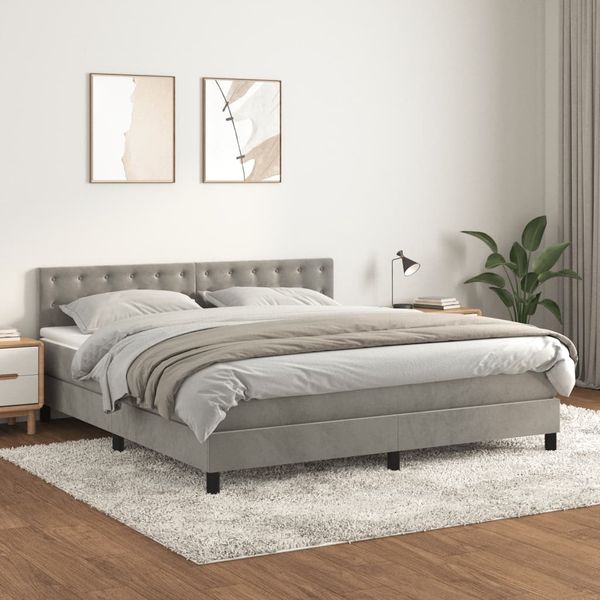 vidaXL Posteľný rám boxsping s matracom bledosivý 160x200 cm zamat