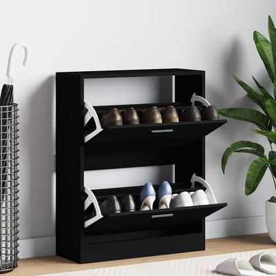 vidaXL Botník čierny 63x24x81 cm spracované drevo