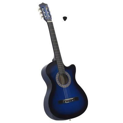 vidaXL Folková klasická gitara s výrezom so 6 strunami, modrá 38"