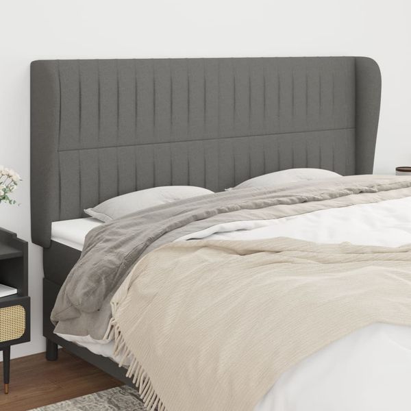 vidaXL Čelo postele so záhybmi tmavosivé 203x23x118/128 cm látka