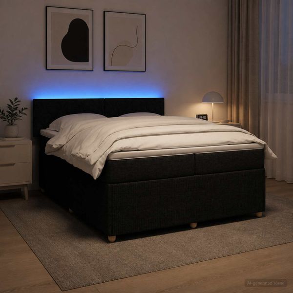 vidaXL Posteľ boxspring s matracom Čierna 200 x 200 cm Látka