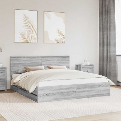 vidaXL Rám postele Sivý Sonoma 180 x 200 cm Inžinierske drevo