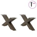 vidaXL Nohy konferenčného stolíka v tvare X, 2 ks, prírodná oceľ, 70 x (30-31) cm, oceľ