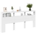 vidaXL Skrinka na čelo postele s LED biela 220x17x102 cm