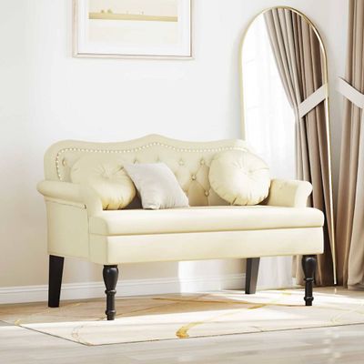 vidaXL Chesterfield lavica Krémová 120,5 x 65 x 75 cm Umelá koža