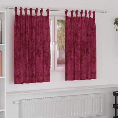 vidaXL Sametové závesy 2 pcs Víno červené 140 x 140 cm Zamat