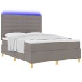 vidaXL LED box s pružinami Sivohnedá 140 x 190 cm látka