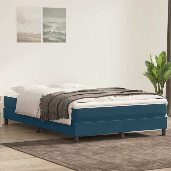 vidaXL Box Spring Posteľ bez matraca Tmavomodrá 140x220 cm Zamat