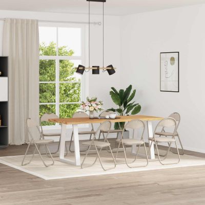 vidaXL Skladacia stolička 8 pcs Piesková 48 x 43,5 x 81 cm Umelá koža