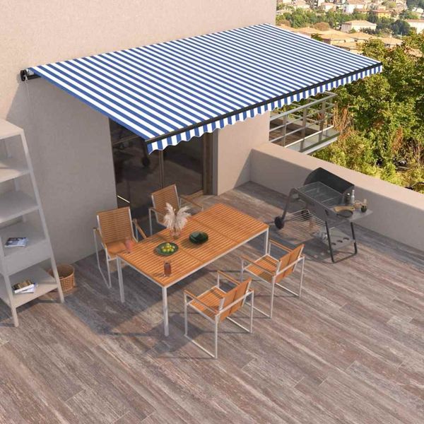 vidaXL Ručne zaťahovacia markíza 600x350 cm modrá a biela