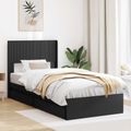 vidaXL Posteľový rám s úložným priestorom a čelom Čierna 90 x 190 cm