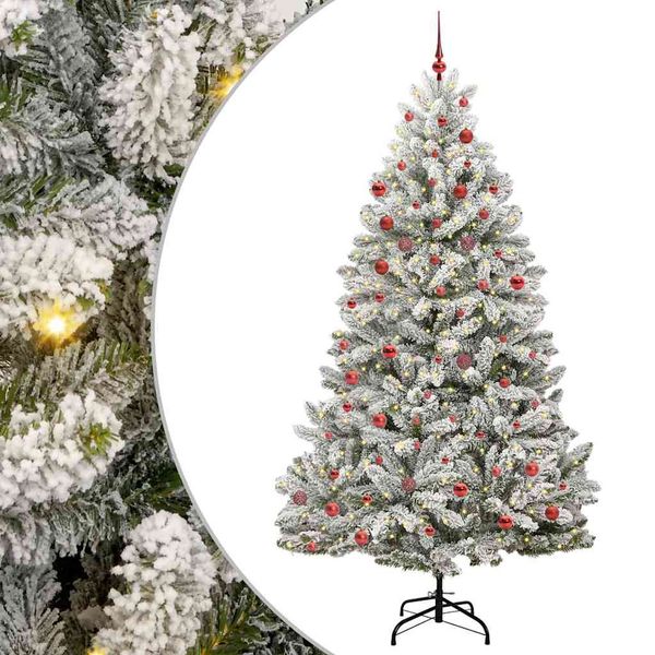 vidaXL Umelý vianočný stromček Zelená a biela 210 cm PVC a kov
