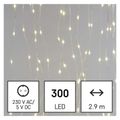 LED vianočná drop reťaz – záclona, 2,9x1,5 m, vonkajšia aj vnútorná, teplá biela, programy