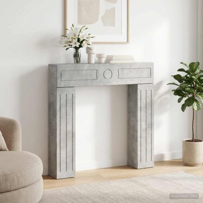 vidaXL Rám krbu Betónovo sivá 102 x 18 x 100,5 cm Kompozitné drevo