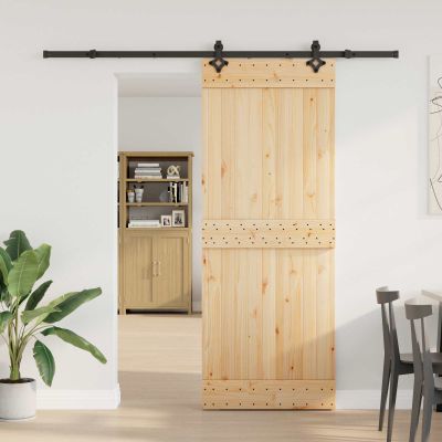 vidaXL Posuvné dvere NARVIK Prírodná a čierna 80 x 210 cm (213,5 cm)