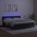 vidaXL Posteľ boxsping s matracom a LED čierna 180x200 cm zamat