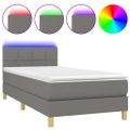 vidaXL Posteľ boxsping s matracom a LED tmavosivá 80x200 cm látka